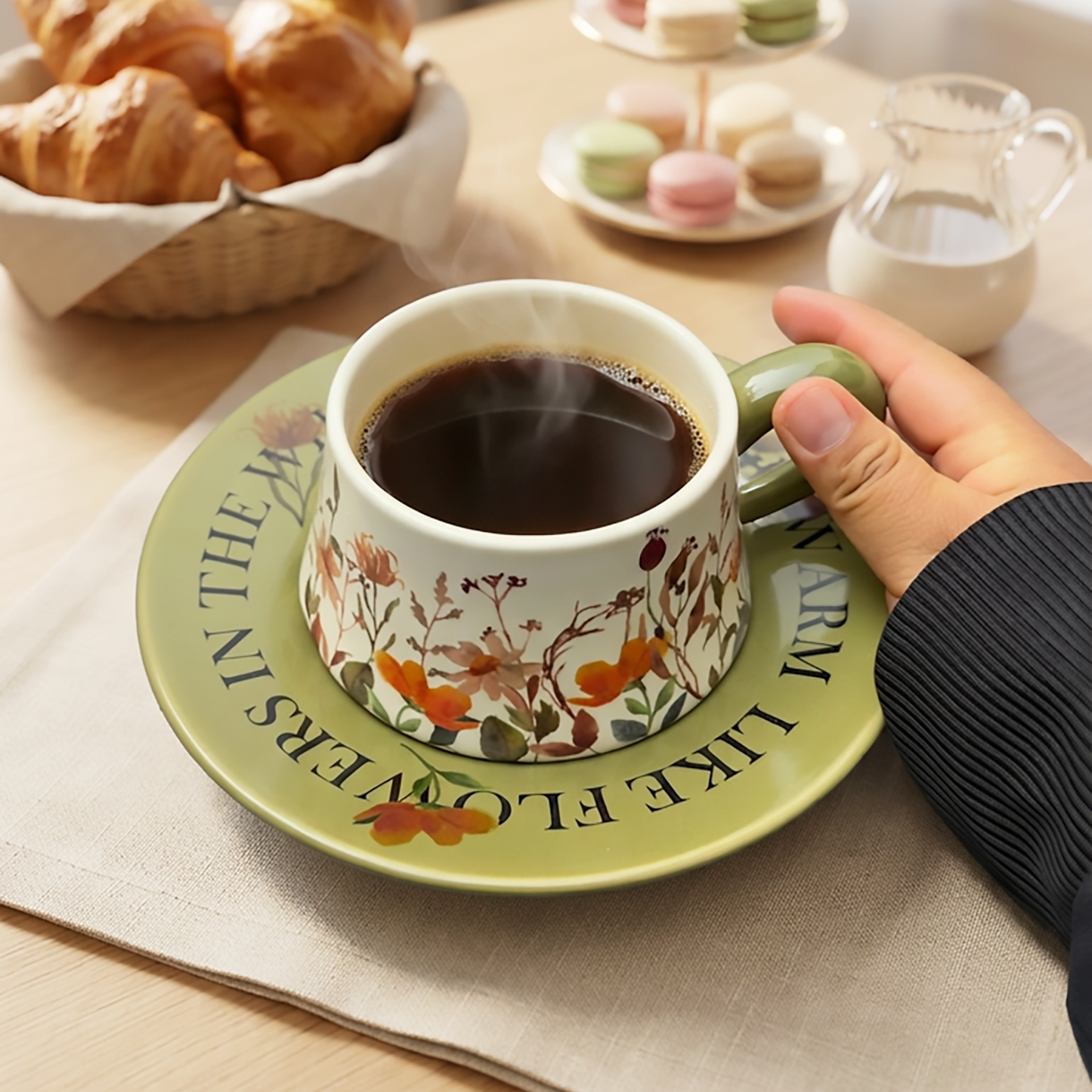 Taza de Flores con Plato de Colores | Tazas para Ellas