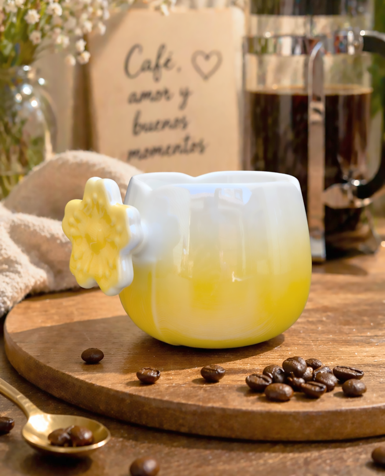 Taza Tulipán Degradado con Asa de Flor | Tazas para Ellas 
