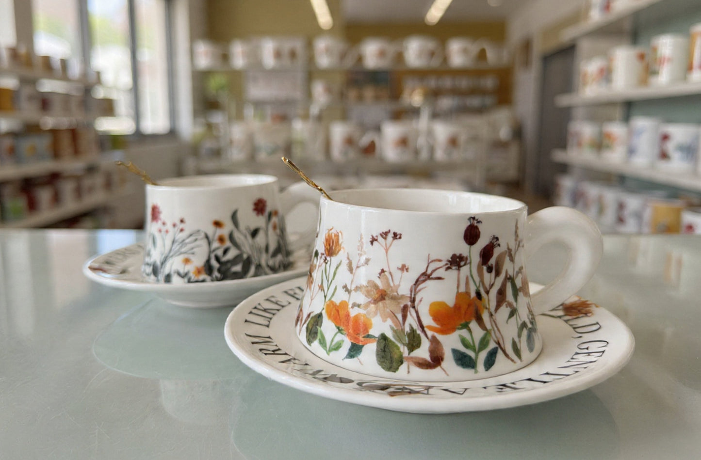 Taza de Flores con Plato