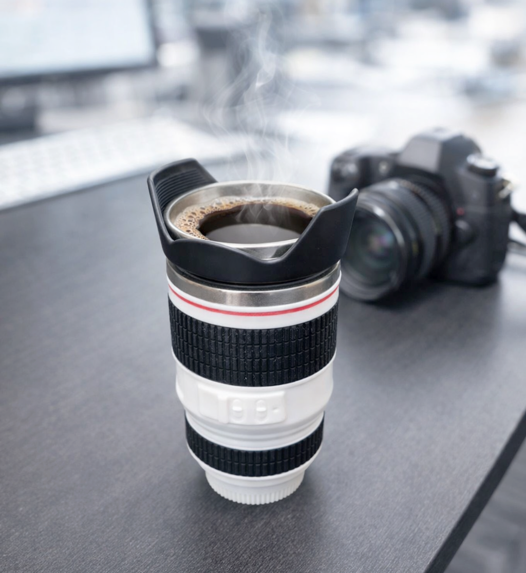 Termo/Taza Lente de Cámara Blanco