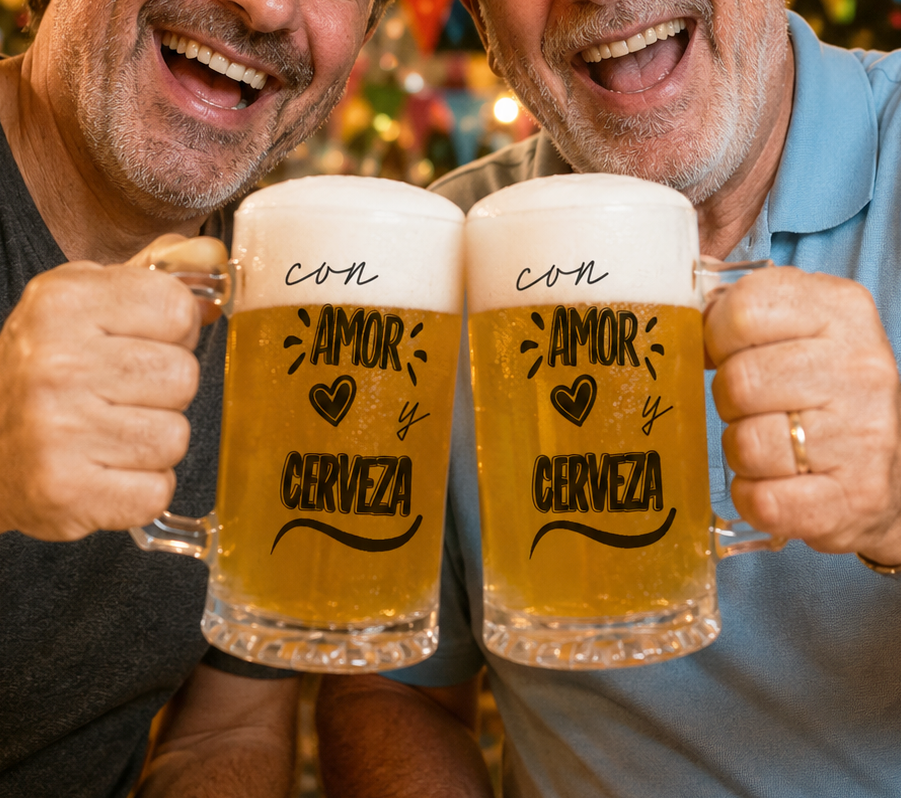 Chop Cervecero Con Amor y Cerveza | Chop Cervecero Papá | Chop Transparente