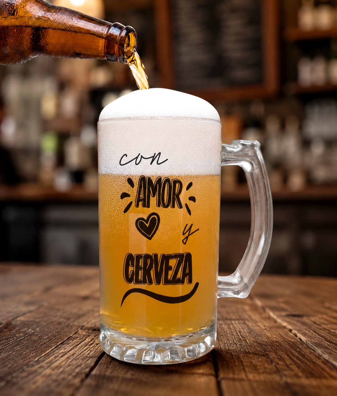 Chop Cervecero Con Amor y Cerveza | Chop Cervecero Papá | Chop Transparente