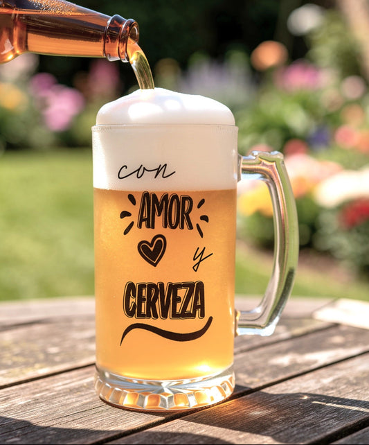 Chop Cervecero Con Amor y Cerveza | Chop Cervecero Papá | Chop Transparente