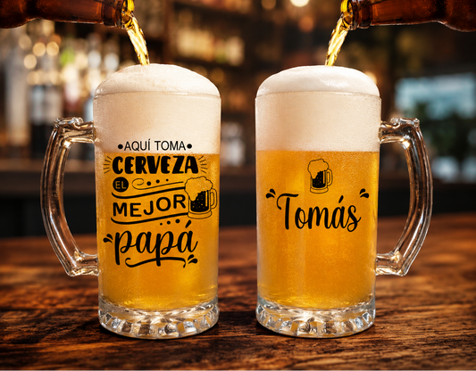 Chop Cervecero El Mejor Papá Personalizado con tu Nombre | Chop Cervecero Papá
