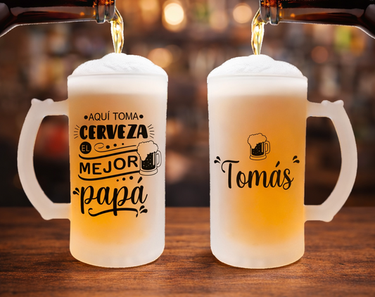 Chop Cervecero El Mejor Papá Personalizado con tu Nombre | Chop Cervecero Papá