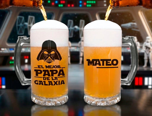Chop Cervecero El Mejor Papá de la Galaxia con Nombre | Chop Cervecero Transparente