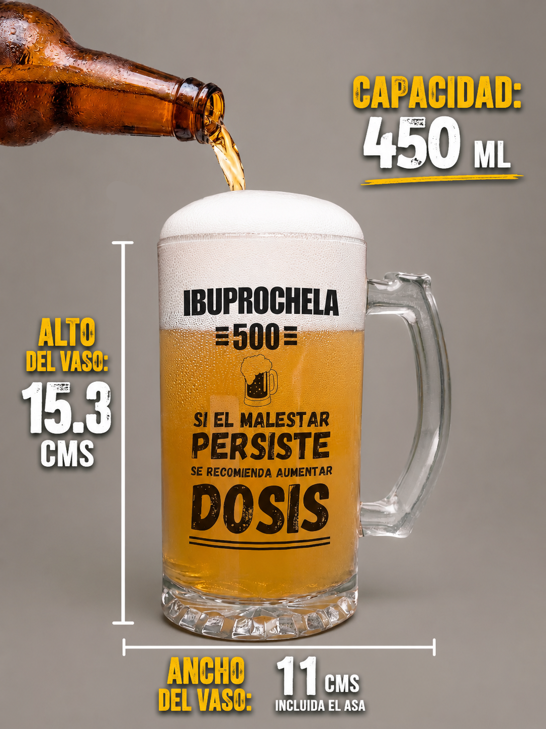 Chop Cervecero Ibuprochela 500 | Chop Cervecero Papá | Chop Transparente