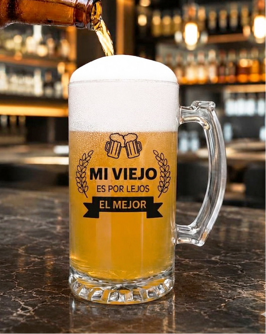 Chop Cervecero Mi viejo es por lejos el mejor | Chop Cervecero Papá | Chop Transparente