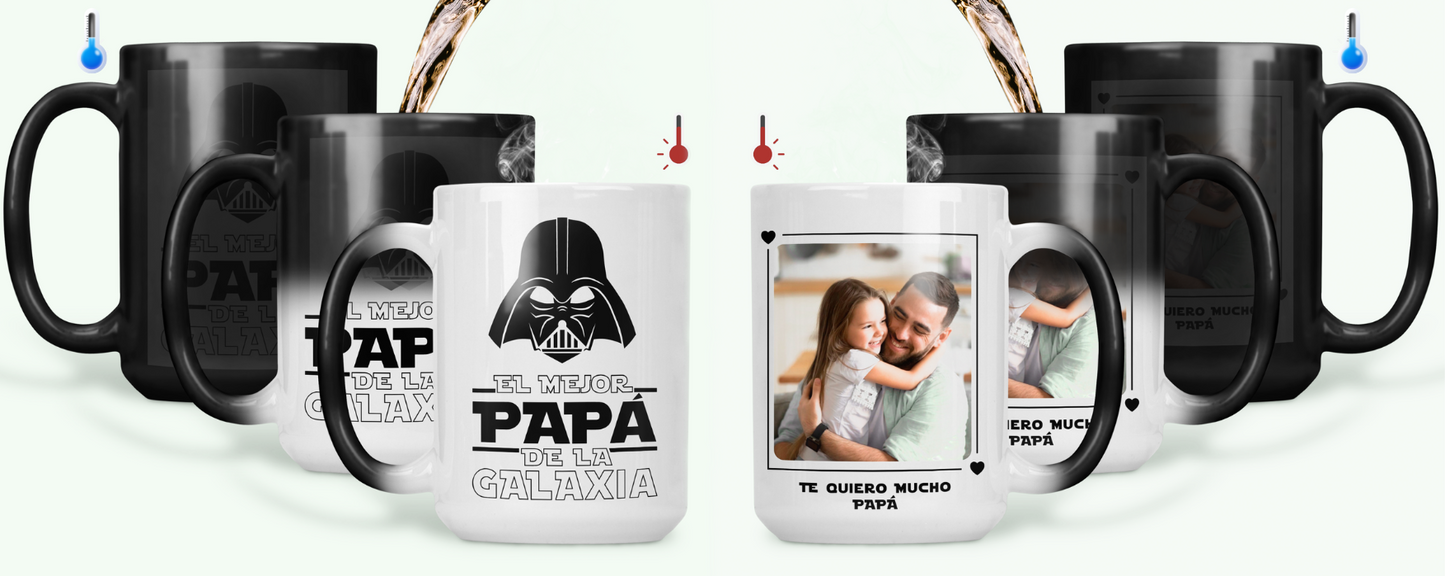 Taza El Mejor Papá de la Galaxia Personalizado con Foto | Tazas para Papá | Taza Mágica de 15 oz