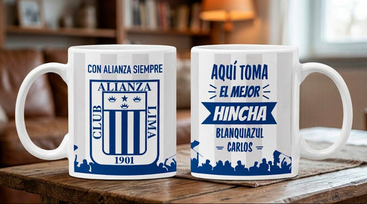 El Mejor Hincha Blanquiazul Personalizado con tu Nombre | Taza Alianza Lima | Blanca de 11 oz