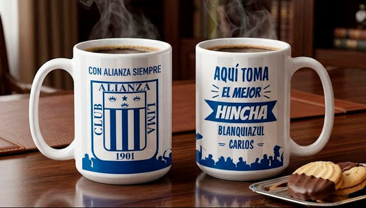 El Mejor Hincha Blanquiazul Personalizado con tu Nombre | Taza Alianza Lima | Blanca de 15 oz