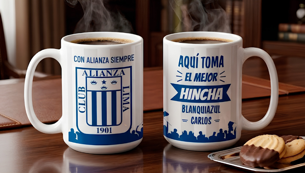 El Mejor Hincha Blanquiazul Personalizado con tu Nombre | Taza Alianza Lima | Blanca de 15 oz