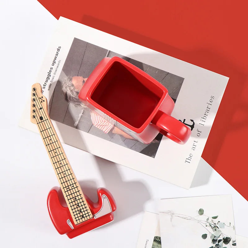 Exclusiva Taza de Guitarra Roja - Tazas para Ellos - Tazas para Músicos