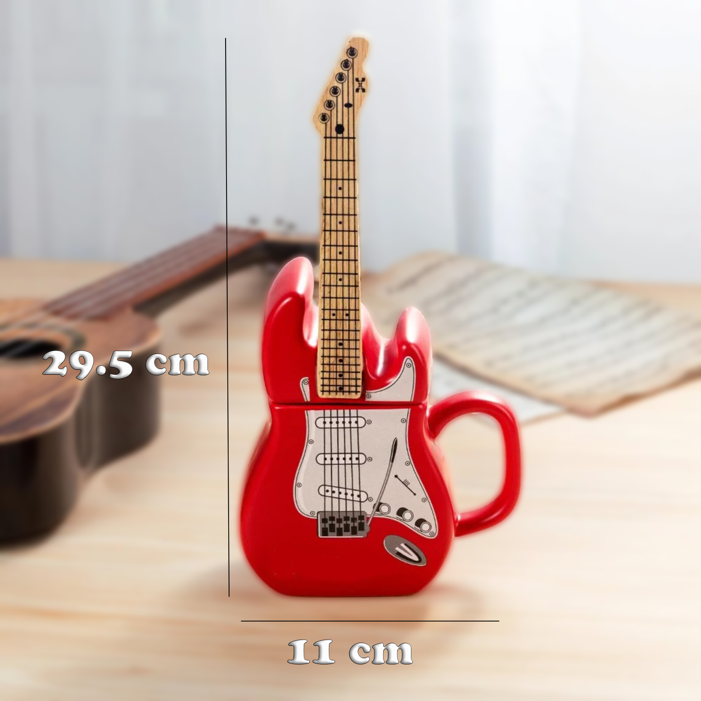 Exclusiva Taza de Guitarra Roja - Tazas para Ellos - Tazas para Músicos