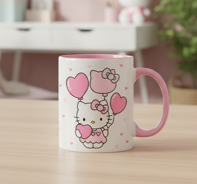 Taza Hello Kitty Vintage | Tazas Hello Kitty | Taza Blanca y Rosada de 11 oz