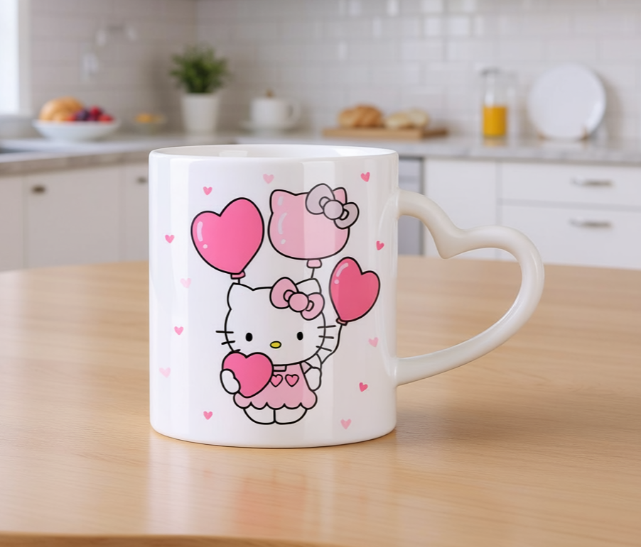 Taza Hello Kitty Vintage | Tazas Hello Kitty | Taza Asa de Corazón de 11 oz