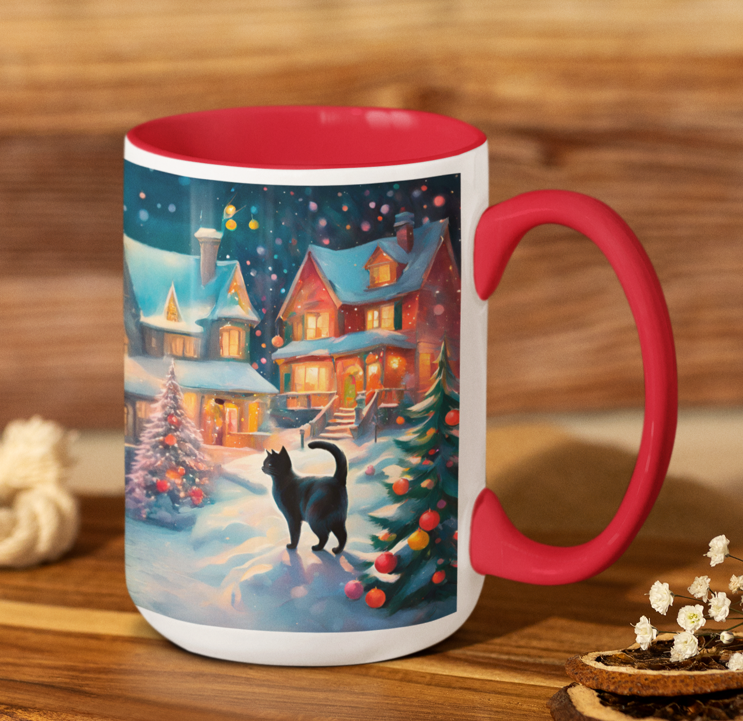 Taza Gato Negro Navidad Navideño