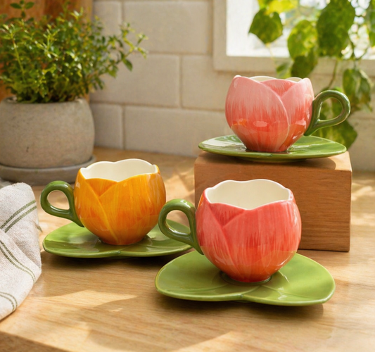 Hermoso Tulipán con Plato | Tazas para Ellas 
