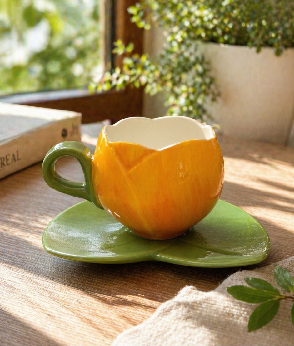 Hermoso Tulipán con Plato | Tazas para Ellas 