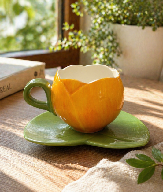 Hermoso Tulipán con Plato | Tazas para Ellas 