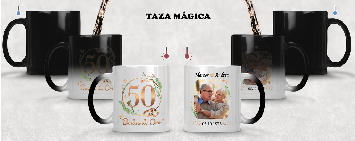 Taza Bodas de Oro Personalizado con Nombre y Foto