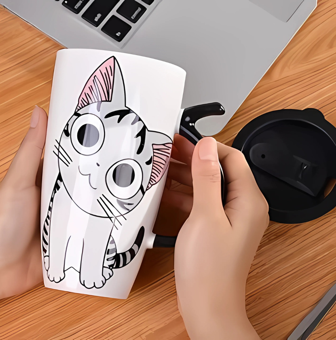 Taza Alta de Gatito Chi con Tapa de Silicona
