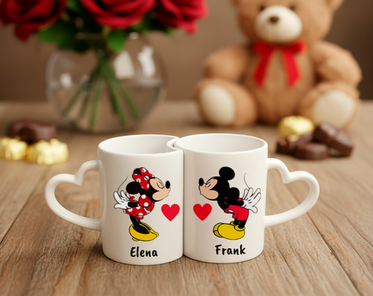 Set de Tazas Mickey y Minnie Personalizados  - Tazas San Valentín 