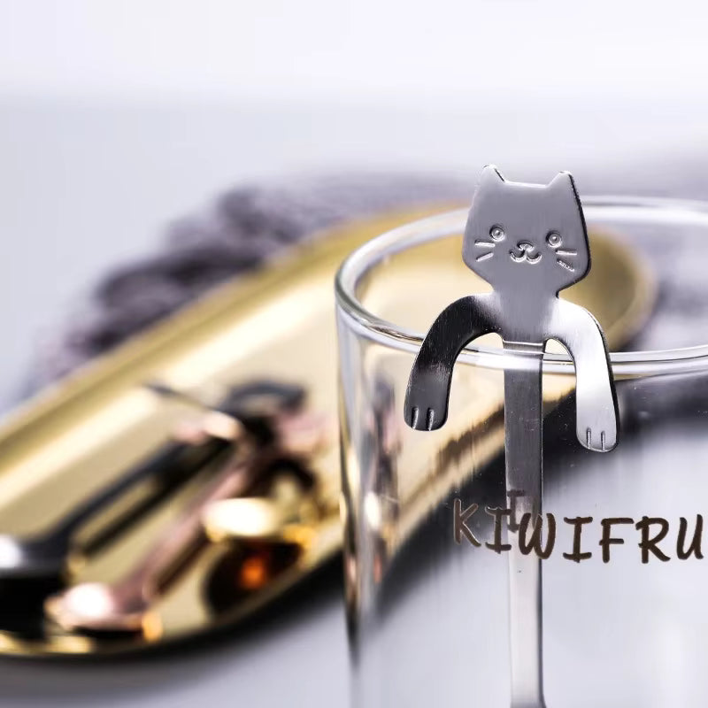 Pequeña Cucharita de Gatito de Acero Inoxidable