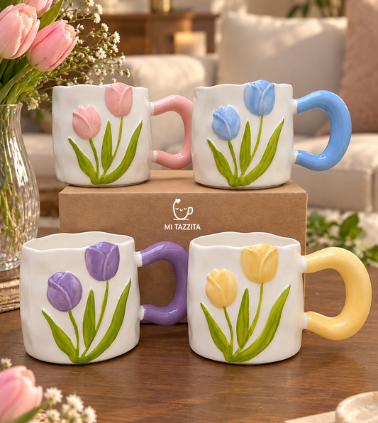 Taza Tulipanes Mate Elegante