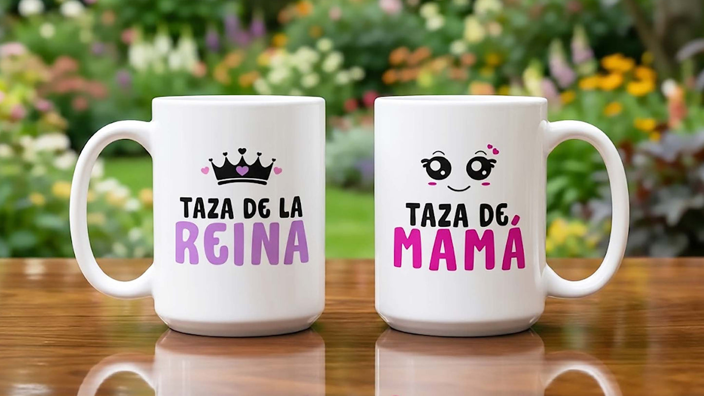 Taza de la Reina, Taza de Mamá | Tazas Día de la Madre - Tazas para Mamá - Blanca de 15 oz