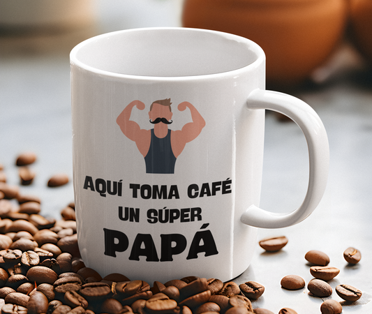 Taza Aquí Toma Café un Súper Papá - Taza para Papá