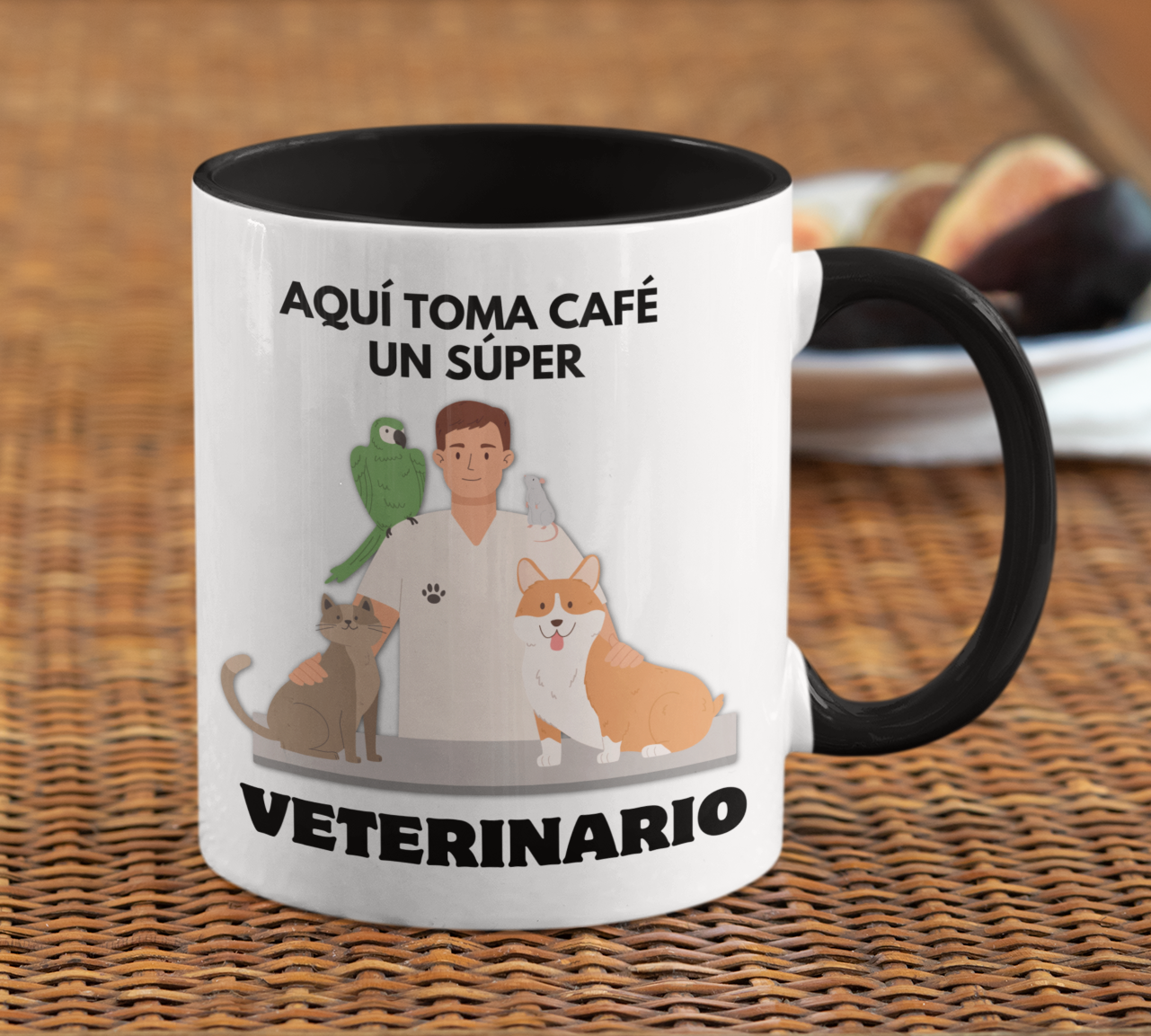 Taza Aquí Toma Café un Súper Veterinario - Taza para Veterinario