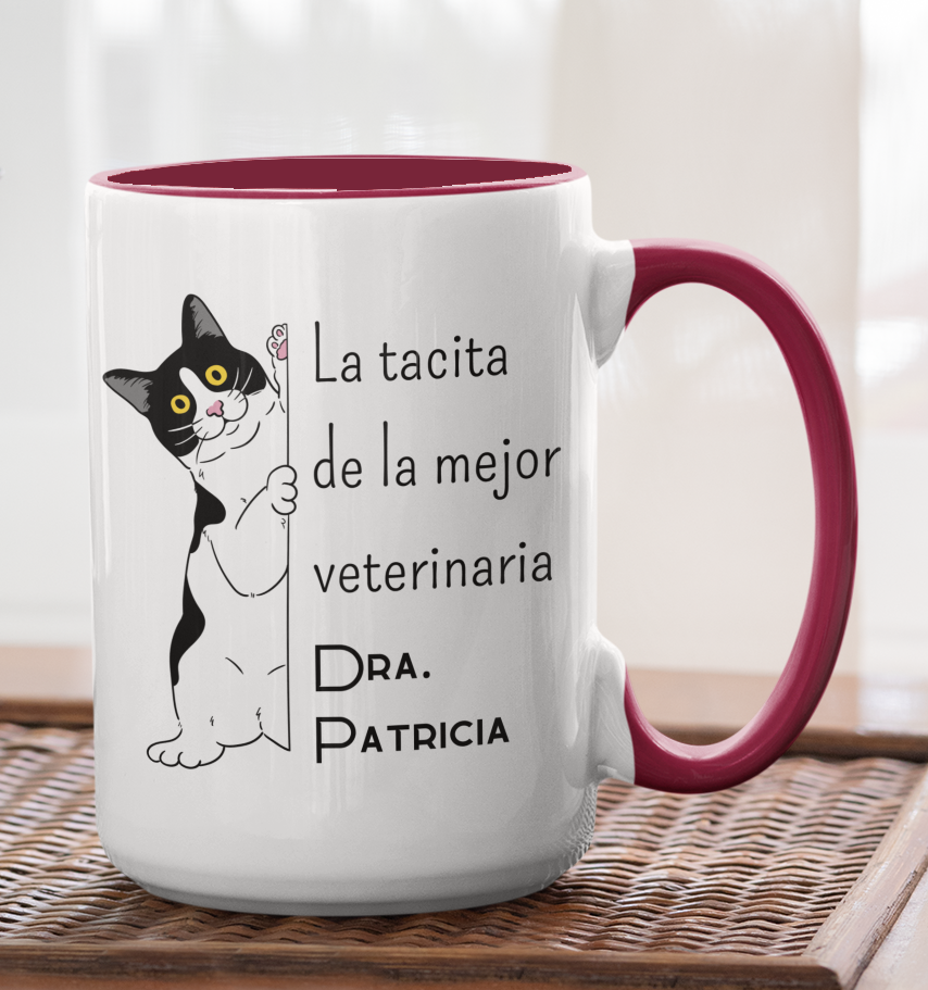 Taza La Tacita de la Mejor Veterinaria con tu Nombre - Taza Personalizada para Veterinario