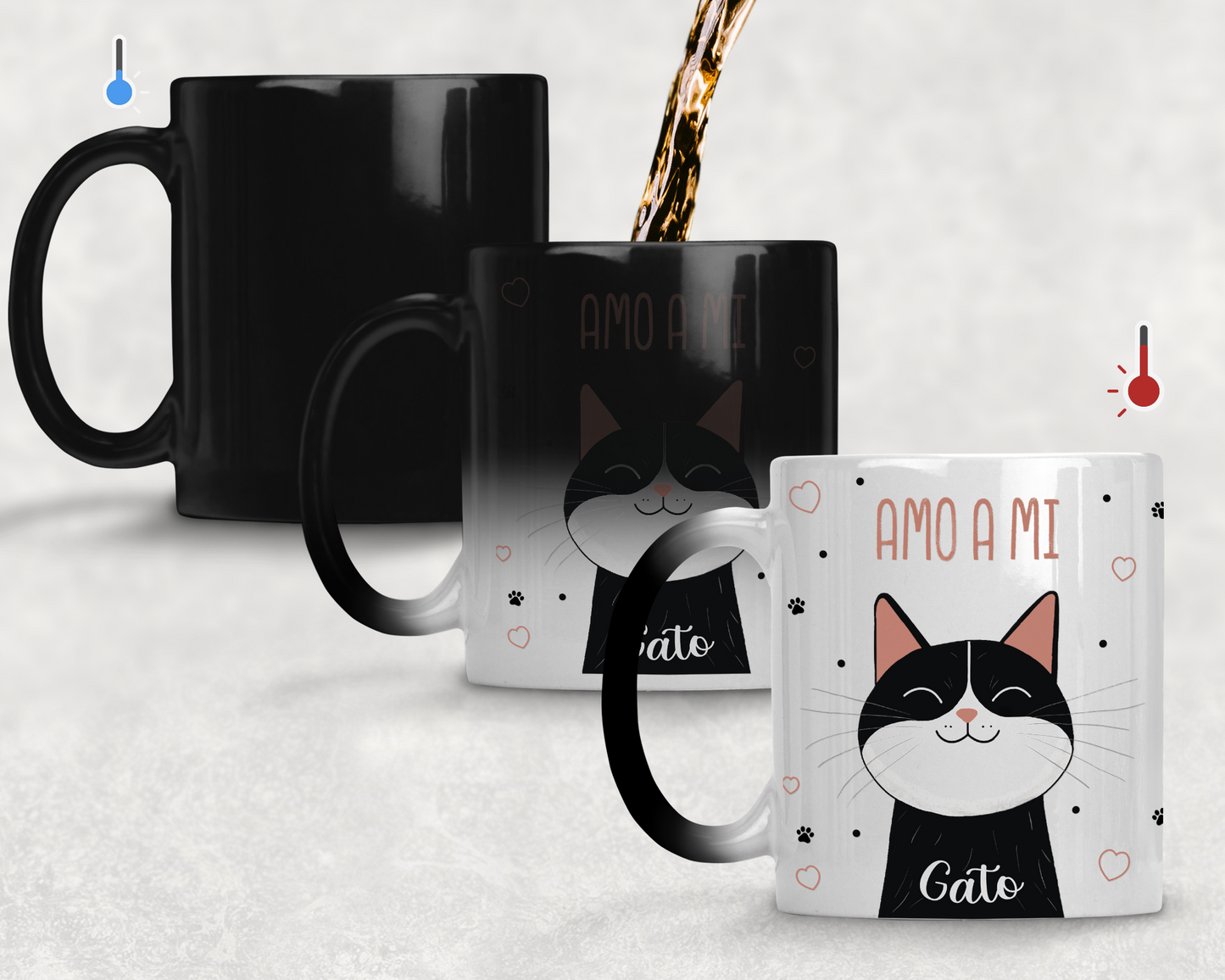 Taza Amo a mi Gato_ Taza Mágica 11 oz _ Taza Gatos