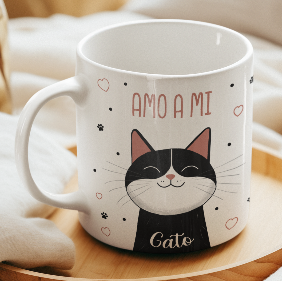 Taza Amo a mi Gato_ Taza Blanca 11 oz _ Taza Gatos