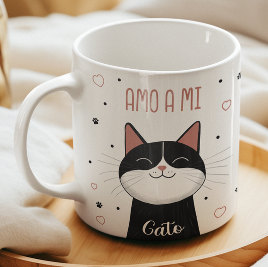 Taza Amo a mi Gato_ Taza Blanca 11 oz _ Taza Gatos