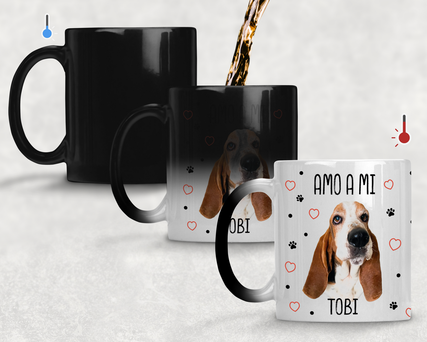 Taza Amo a mi Perro Personalizado con Foto y Nombre - Tazas de Perros - Taza Mágica de 11 oz 