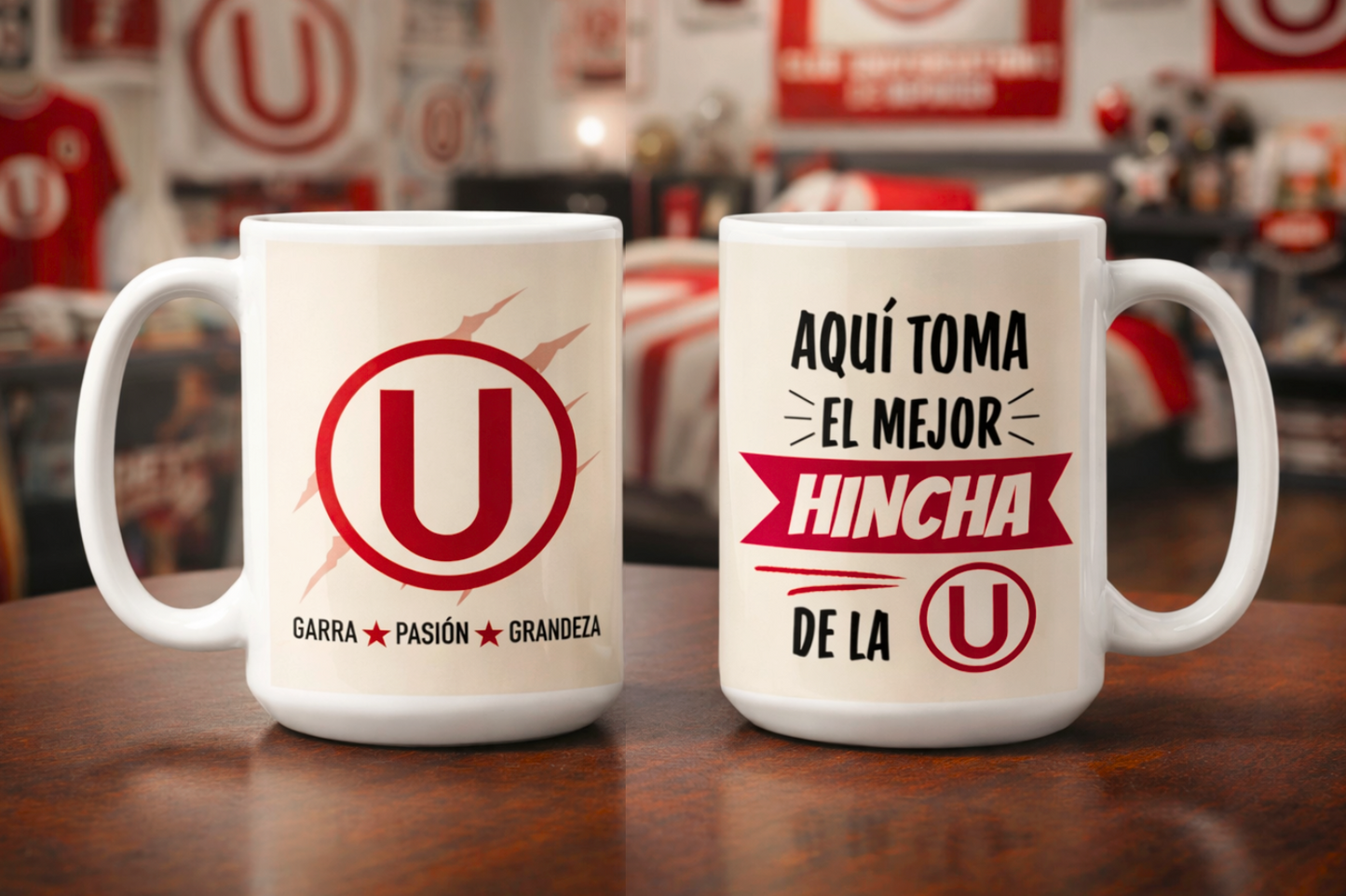 Taza Aquí toma el mejor hincha de la U - Taza Blanca  15 oz - Taza de Fútbol - Tazas Día del Padre - Tazas para Papá 