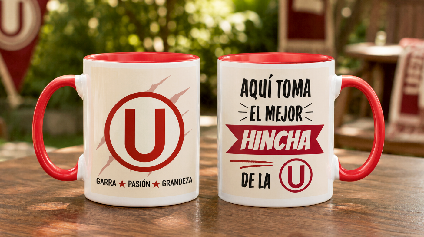 Taza Aquí toma el mejor hincha de la U - Taza Blanca y Roja 11 oz - Taza de Fútbol - Tazas Día del Padre - Tazas para Papá 