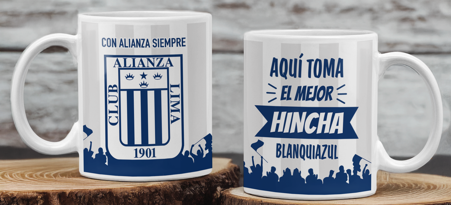 Taza Aquí Toma el Mejor Hincha Blanquiazul - Taza Blanca 11 oz - Taza de Fútbol - Tazas Alianza Lima 