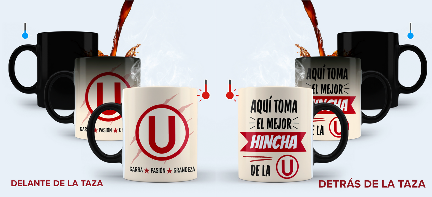 Taza Aquí toma el mejor hincha de la U - Taza Mágica 11 oz - Taza de Fútbol - Tazas Día del Padre - Tazas para Papá 