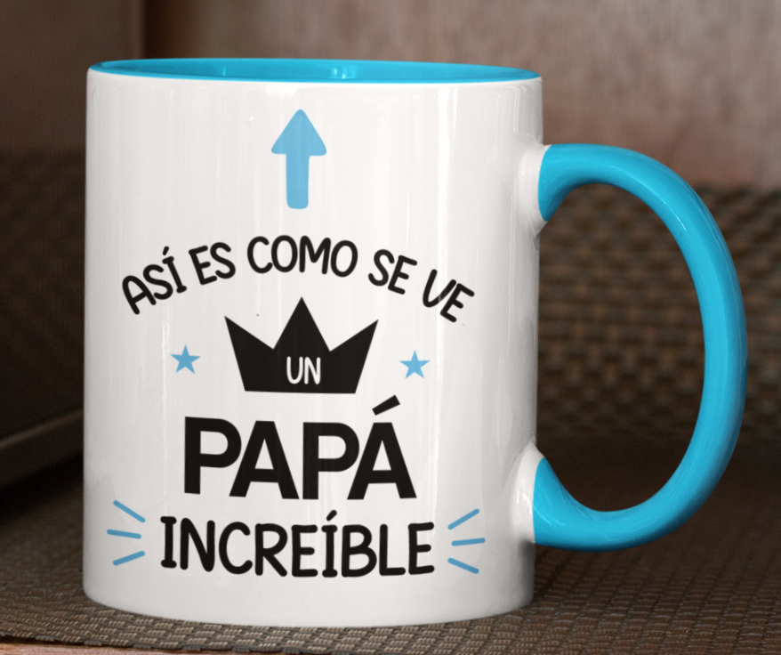 Taza Así es como se ve un papá increíble - Taza Blanca  y Celeste 11 oz -Tazas Día del Padre - Tazas para Papá