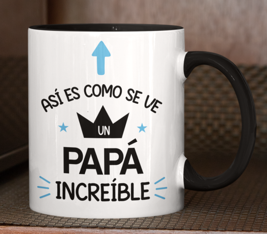 Taza Así es como se ve un papá increíble - Taza Blanca y Negra 11 oz -Tazas Día del Padre - Tazas para Papá