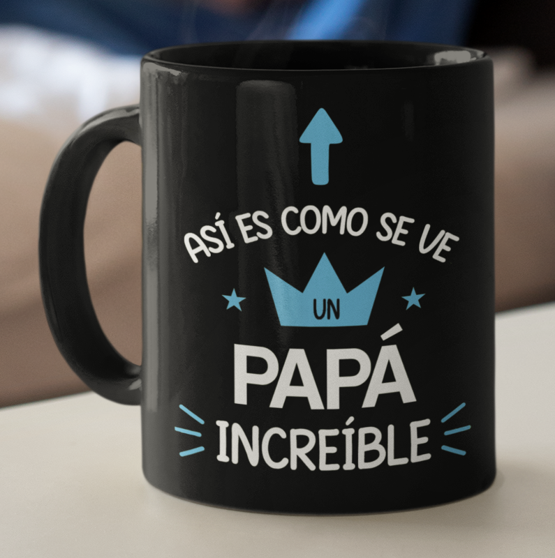 Taza Así es como se ve un papá increíble - Taza Negra 11 oz -Tazas Día del Padre - Tazas para Papá
