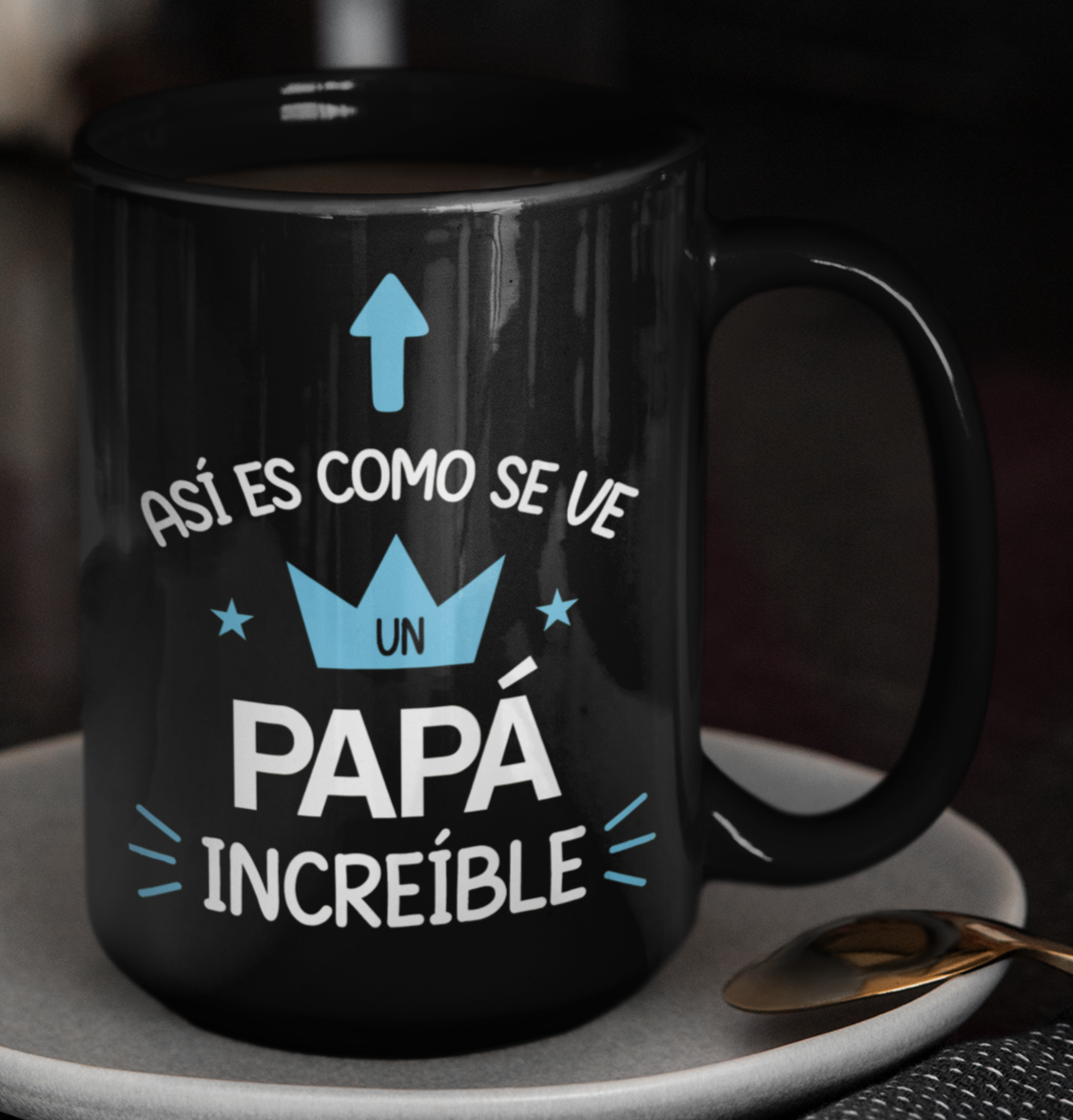 Taza Así es como se ve un papá increíble - Taza Negra 15 oz -Tazas Día del Padre - Tazas para Papá
