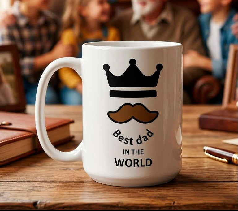 Taza Best Dad in the World | Tazas para Papá | Taza Blanca de 15 oz