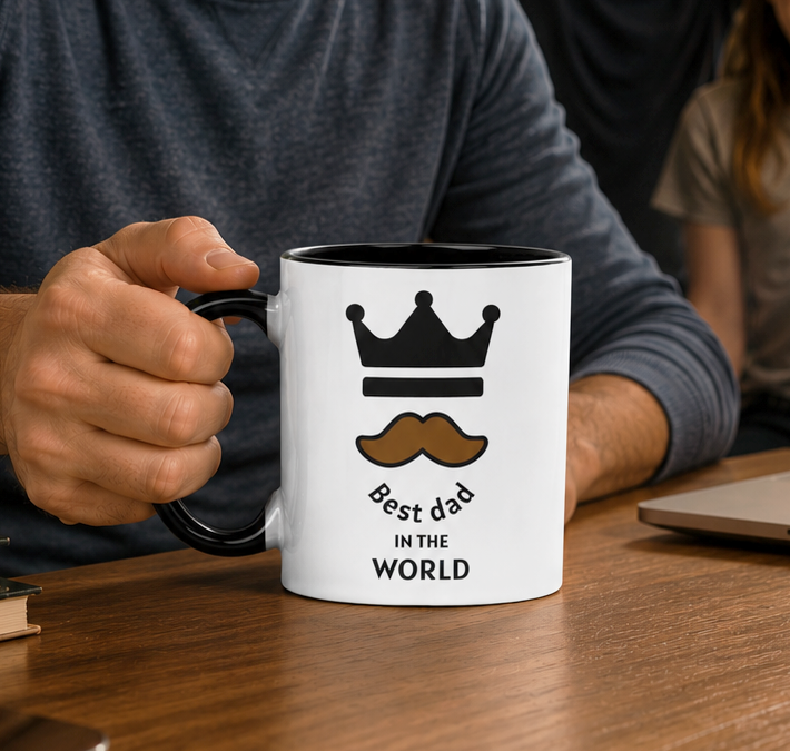 Taza Best Dad in the World | Tazas para Papá | Taza Blanca y Negra de 11 oz