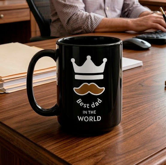 Taza Best Dad in the World | Tazas para Papá | Taza Negra de 15 oz