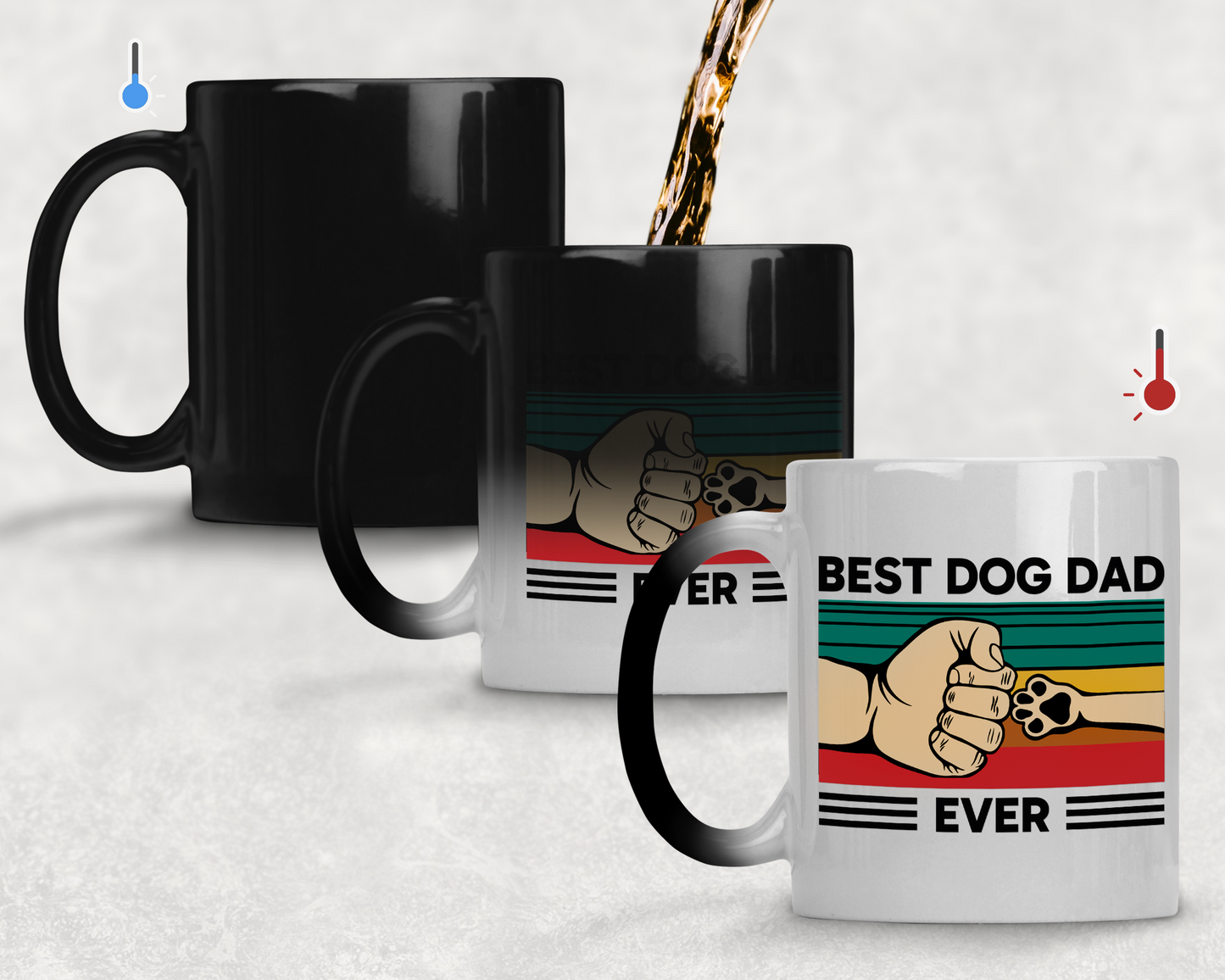 Taza Best Dog Dad Ever - Taza Mágica de 11 oz -Tazas de Perros
