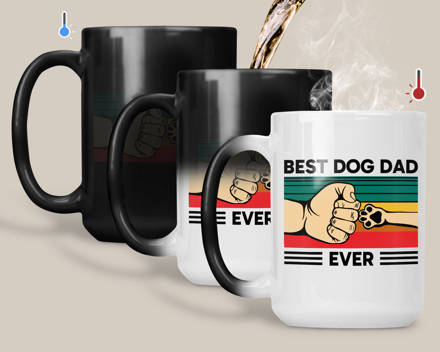 Taza Best Dog Dad Ever - Taza Mágica de 15 oz . Tazas de Perros